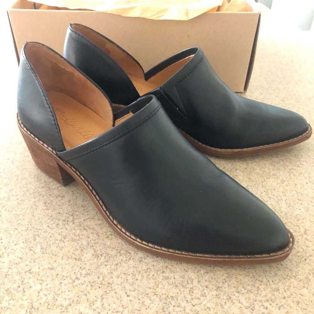 Madewell Brady Black Leather Cutout Ankle Booties